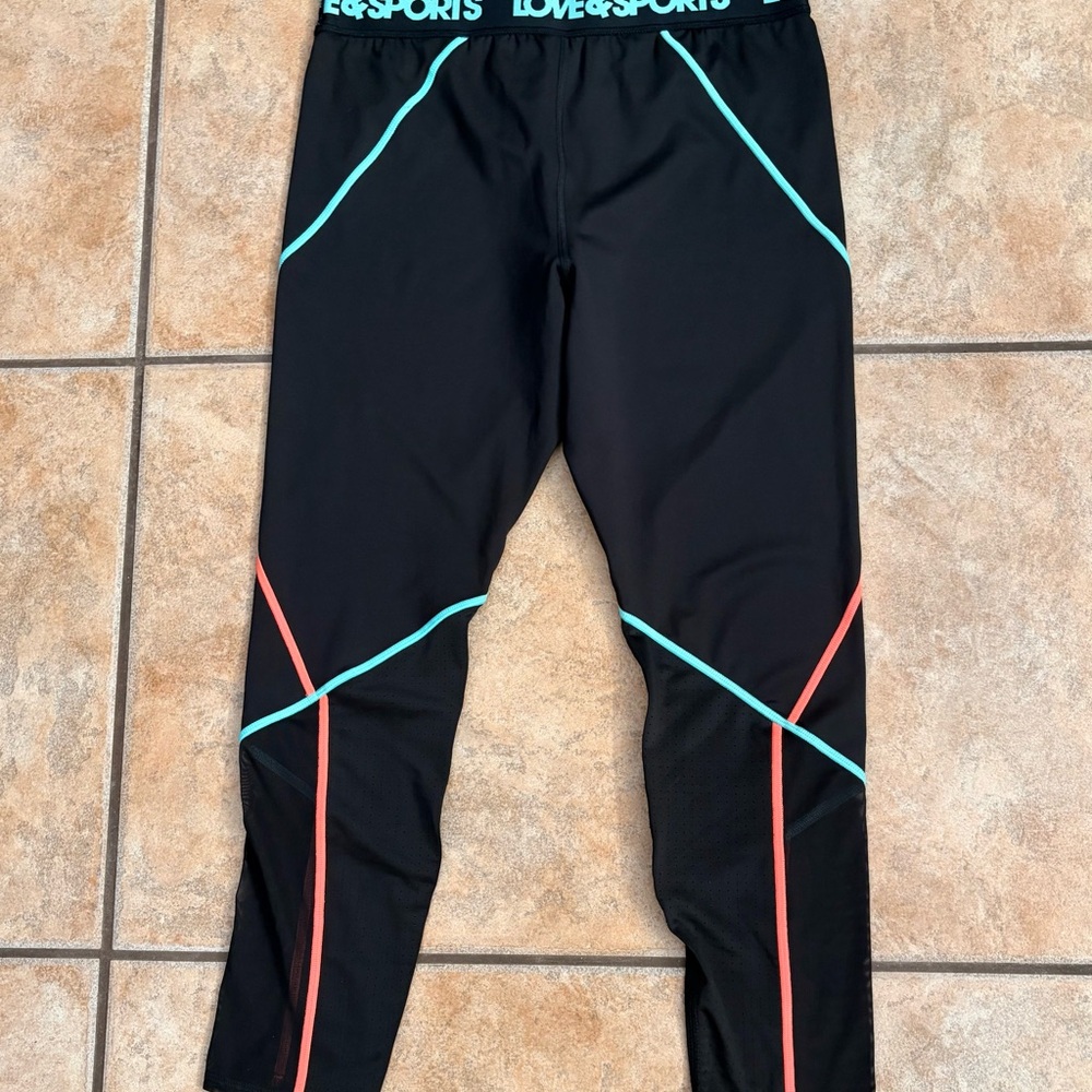 Love & Sports Black Leggings Size Large Full Length Activewear Pants - Picture 2 of 10